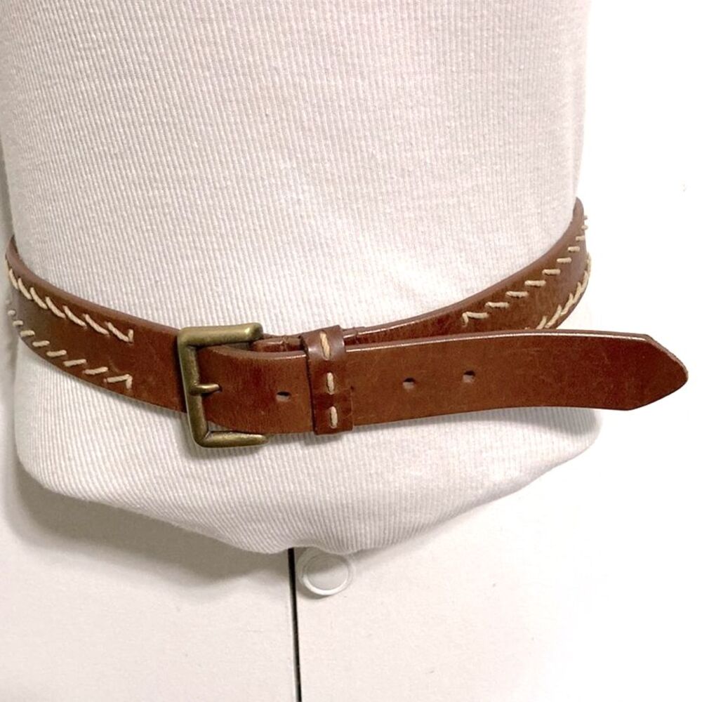 BANANA REPUBLIC Brown Stitched Genuine Leather Belt Unisex 34 inches